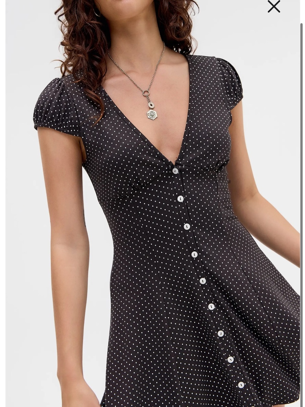 BDG Urban Outfitters Kiki Tea Cap Sleeve Polka Dot Fit And Flare Dress